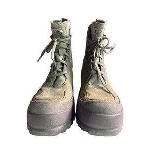 UGG Lug Boot Moss Green 1143833 Womens Size 10 Suede Platform Lace Up